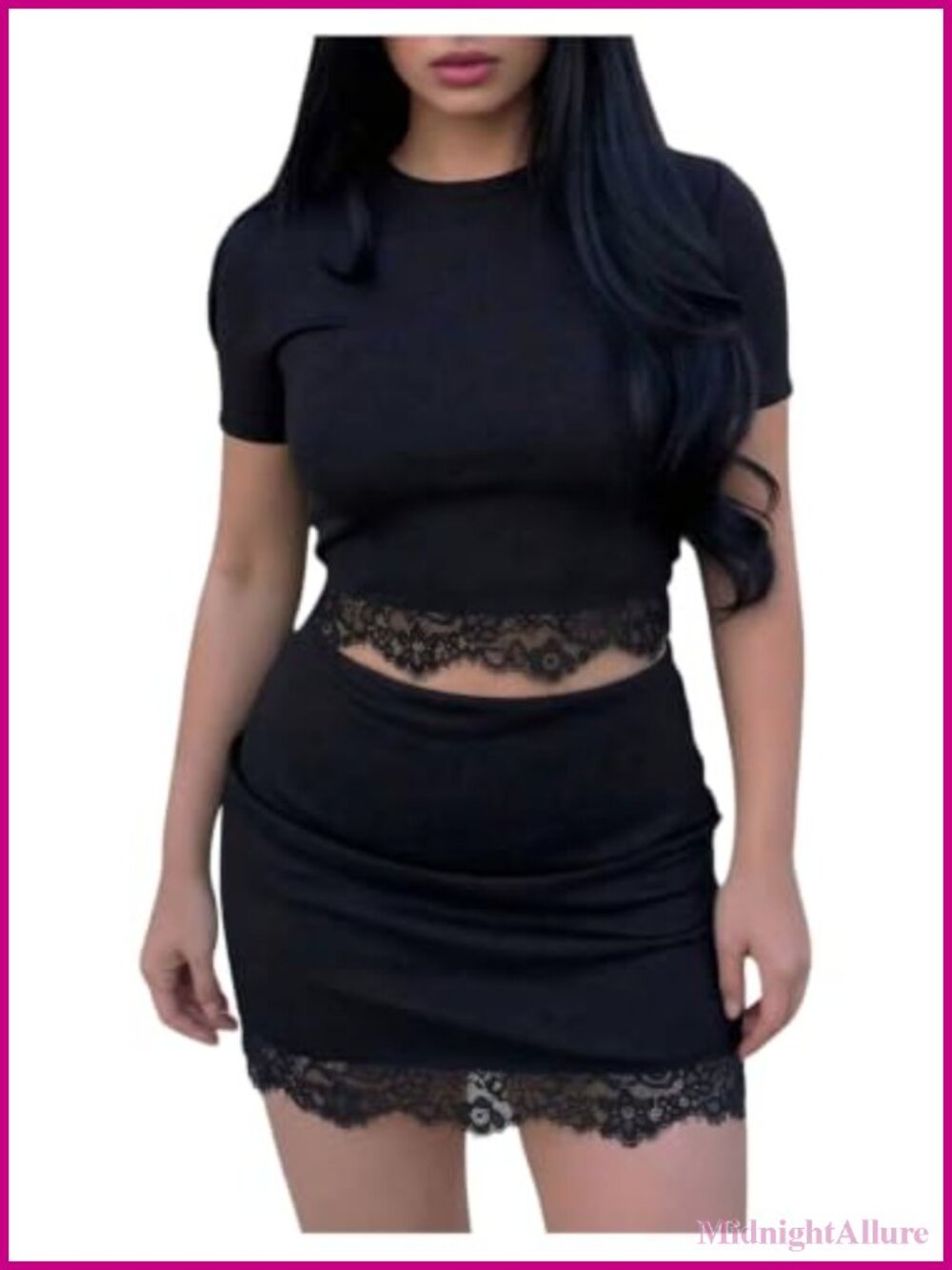 Y2K Lace Crop Top & Ruched Mini Skirt 2-Piece Set Bodycon Going Out Outfit